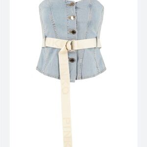 Pinko Denim Corset Top with Belt